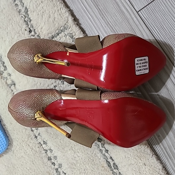 Louboutin Gold Heels - Picture 3 of 8